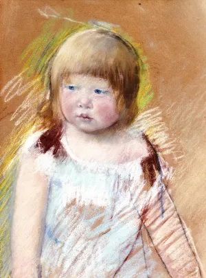 Child with Bangs in a Blue Dress by Mary Cassatt Oil Painting
