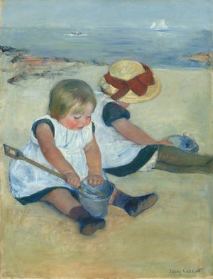 Children Playing on the Beach by Mary Cassatt Oil Painting