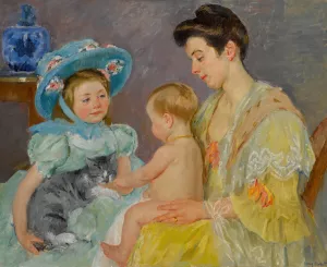 Children Playing with a Cat by Mary Cassatt Oil Painting