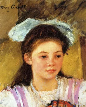 Ellen Mary Cassatt with a Large Bow in Her Hair by Mary Cassatt Oil Painting