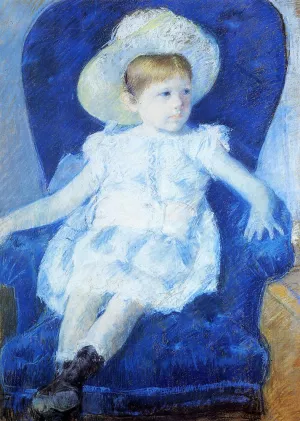 Elsie in a Blue Chair by Mary Cassatt - Oil Painting Reproduction