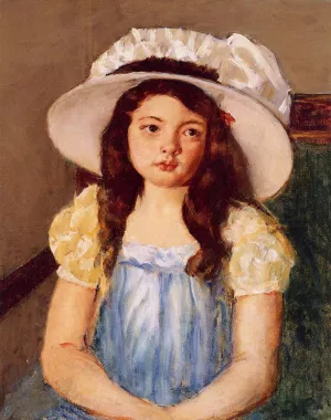 Francoise Wearing a Big White Hat by Mary Cassatt - Oil Painting Reproduction