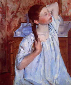 Girl Arranging Her Hair by Mary Cassatt - Oil Painting Reproduction