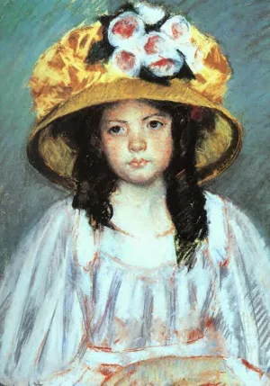 Girl in a Large Hat by Mary Cassatt - Oil Painting Reproduction
