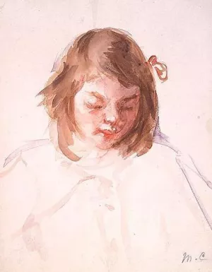 Head of Francoise Looking Down no.4 by Mary Cassatt - Oil Painting Reproduction