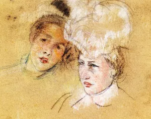 Heads of Leontine and a Friend by Mary Cassatt - Oil Painting Reproduction