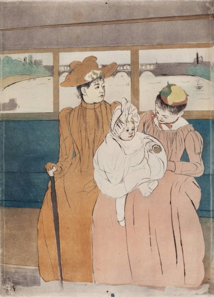 In the Omnibus  by Mary Cassatt - Hand-Painted Oil Painting Reproduction