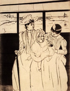 In The Omnibus by Mary Cassatt Oil Painting