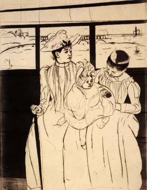 In The Omnibus Oil painting by Mary Cassatt