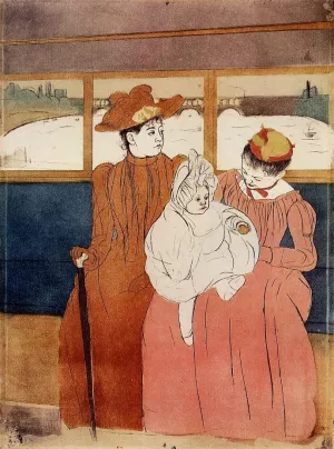 Interior of a Tramway Passing a Bridge painting by Mary Cassatt