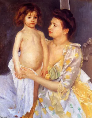 Jules Being Dried by His Mother by Mary Cassatt - Oil Painting Reproduction