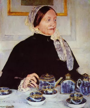 Lady at the Tea Table by Mary Cassatt - Oil Painting Reproduction