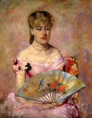 Lady with a Fan also known as Portrait of Anne Charlotte Gaillard by Mary Cassatt Oil Painting