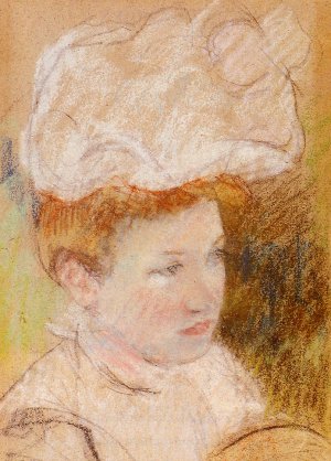 Leontine in a Pink Fluffy Hat by Mary Cassatt Oil Painting