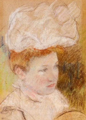Leontine in a Pink Fluffy Hat by Mary Cassatt Oil Painting