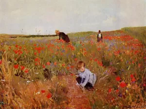 Les Coquelicots also known as Red Poppies by Mary Cassatt - Oil Painting Reproduction