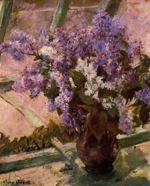 Lilacs in a Window painting by Mary Cassatt