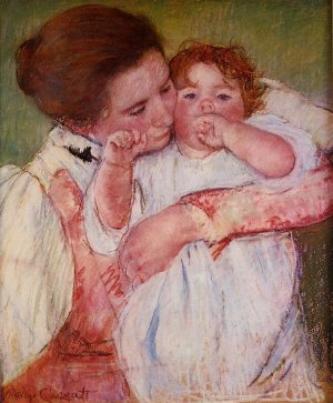 Little Ann Sucking Her Finger, Embraced by Her Mother