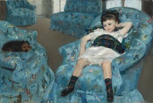 Little Girl in a Blue Armchair by Mary Cassatt Oil Painting
