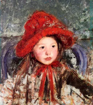 Little Girl in a Large Red Hat by Mary Cassatt - Oil Painting Reproduction