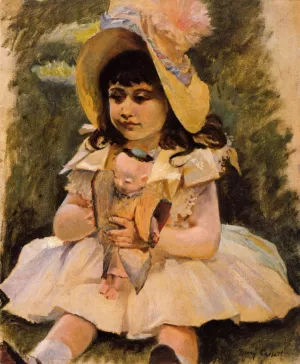 Little Girl with a Japanese Doll by Mary Cassatt Oil Painting
