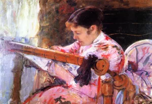 Lydia at the Tapestry Loom by Mary Cassatt - Oil Painting Reproduction