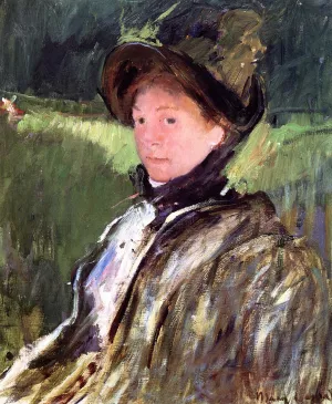 Lydia Cassatt in a Green Bonnet and a Coat by Mary Cassatt - Oil Painting Reproduction