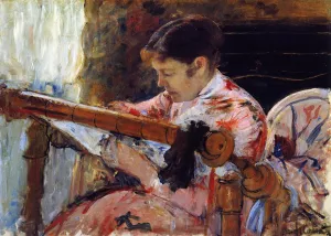 Lydia Seated at an Embroidery Frame by Mary Cassatt - Oil Painting Reproduction