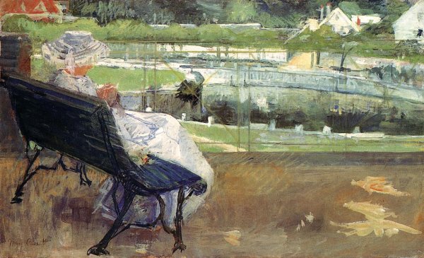 Lydia Seated on a Terrace, Crocheting by Mary Cassatt - Hand-Painted Oil Painting Reproduction