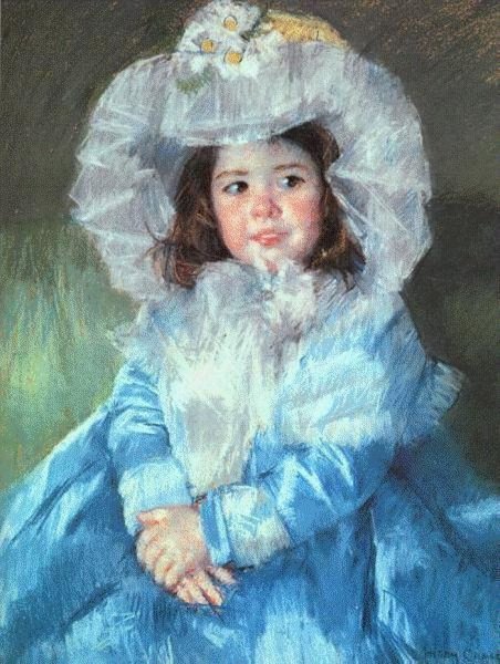 Margot in Blue by Mary Cassatt - Hand-Painted Oil Painting Reproduction