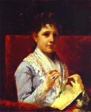 Mary Ellison Embroidering painting by Mary Cassatt