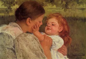 Maternal Caress by Mary Cassatt - Oil Painting Reproduction