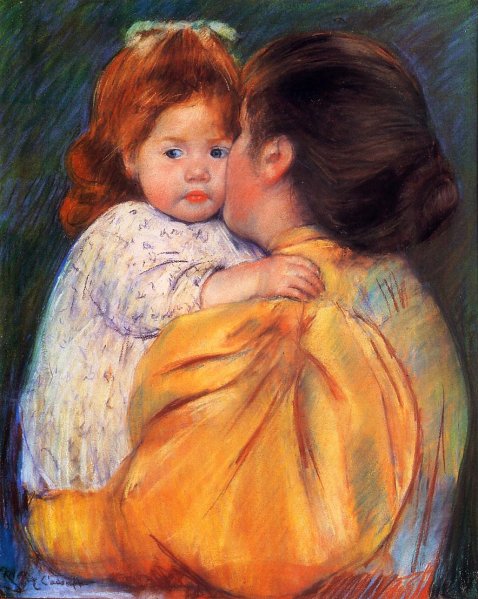 Maternal Kiss by Mary Cassatt - Hand-Painted Oil Painting Reproduction