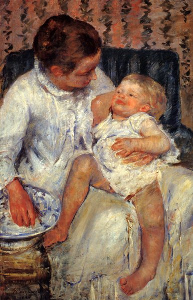 Main Product Photo of Mother About To Wash Her Sleepy Child Painting by Mary Cassatt