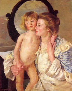 Mother and Child also known as The Oval Mirror by Mary Cassatt Oil Painting