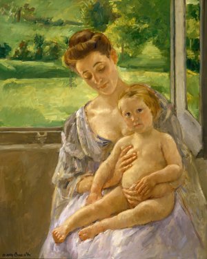 Mother and Child in the Conservatory by Mary Cassatt Oil Painting