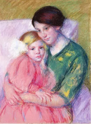 Mother and Child Reading by Mary Cassatt - Oil Painting Reproduction