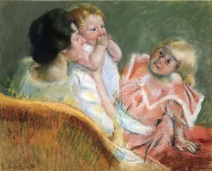 Mother and Children by Mary Cassatt - Oil Painting Reproduction