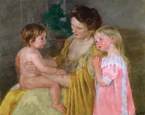 Mother and Two Children by Mary Cassatt Oil Painting