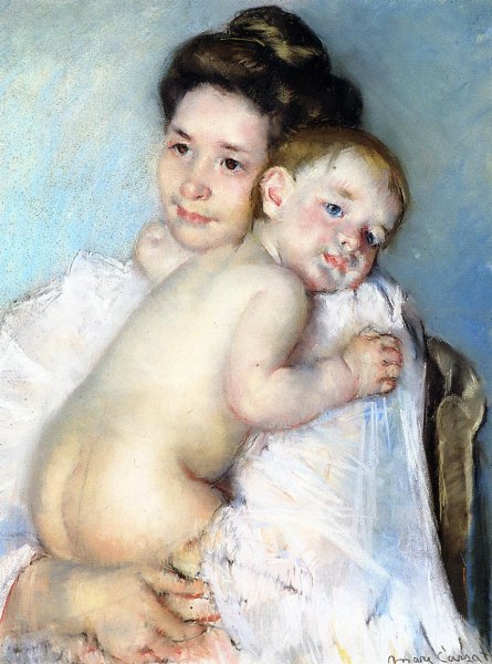 Main Product Photo of Mother Berthe Holding Her Baby Painting by Mary Cassatt