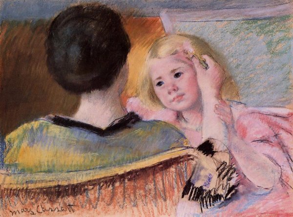 Main Product Photo of Mother Combing Sara's Hair (no.2) Painting by Mary Cassatt
