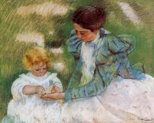 Mother Playing with Her Child by Mary Cassatt - Oil Painting Reproduction