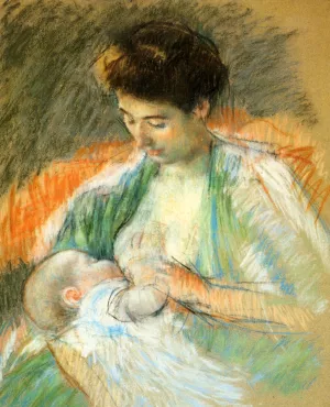 Mother Rose Nursing Her Child by Mary Cassatt - Oil Painting Reproduction