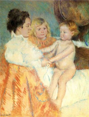 Mother, Sara and the Baby Counterproof by Mary Cassatt Oil Painting
