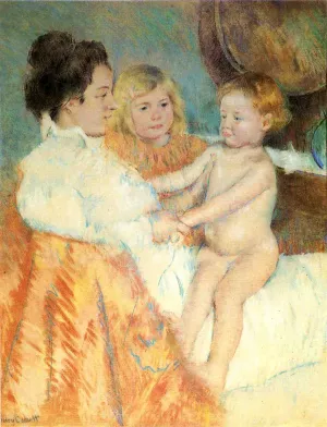 Mother, Sara and the Baby Counterproof by Mary Cassatt Oil Painting