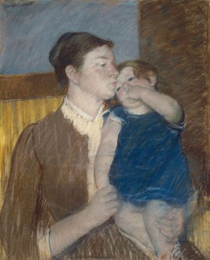 Mother's Goodnight Kiss by Mary Cassatt Oil Painting