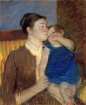 Mother's Goodnight Kiss by Mary Cassatt - Oil Painting Reproduction
