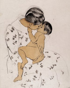 Mother's Kiss by Mary Cassatt Oil Painting