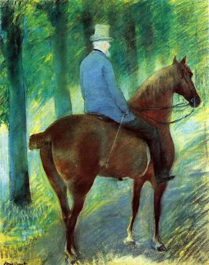 Mr. Robert S. Cassatt on Horseback by Mary Cassatt - Oil Painting Reproduction