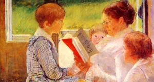 Mrs Cassatt Reading to Her Grandchildren by Mary Cassatt - Oil Painting Reproduction
